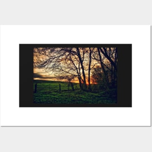 English Countryside Sunset HDR Posters and Art